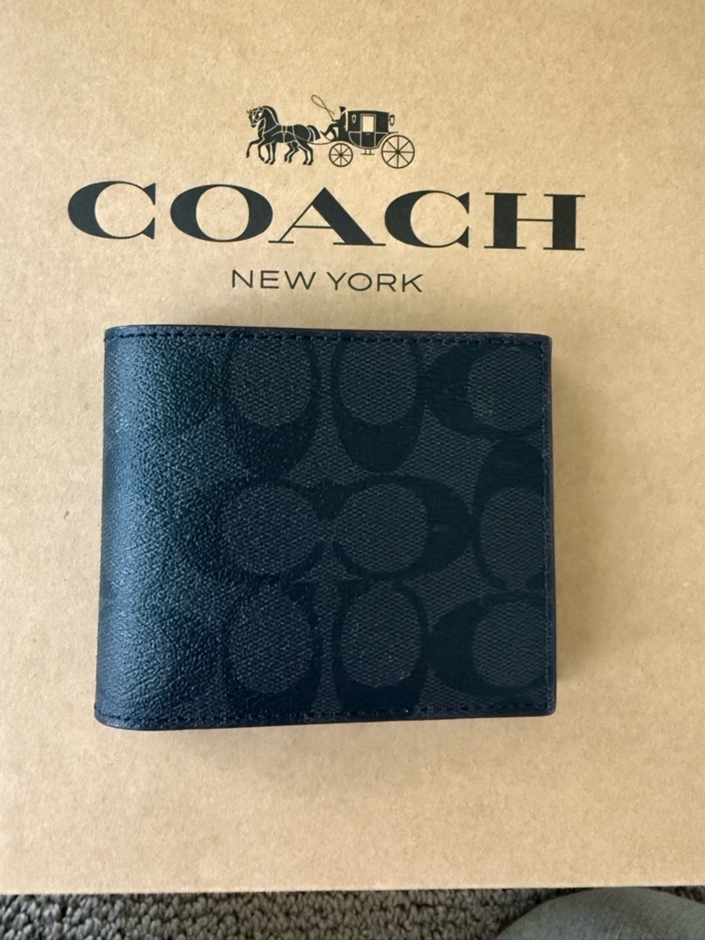 Coach Black Signature Canvas Money Clip Wallet